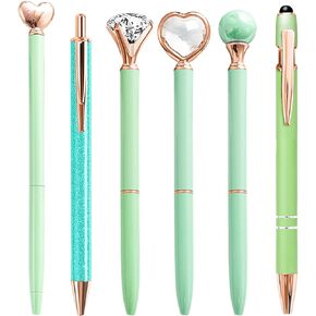 Pink Pens for Women, 6 Pcs Cute Pens Ballpoint Pens Bulk, 1.0mm Medium Point Black Ink Pens, Office and School Supplies Fancy Nice Pens Gifts for Girls Nurse Teacher (Pink)