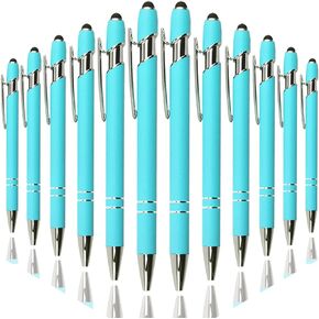 Ballpoint Pen with Stylus Tip, Soft Touch Click Metal Pen, 1.0mm Medium Point, Black Ink, 12 Count(Mixed Color)