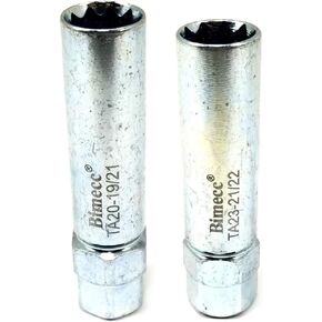 (2-Pack) Bimecc 10-Spline Lug Nut Tool Keys - (1) TA20-19/21 Passenger Car/Small SUV Key, (1) TA23-21/22 Truck/Large SUV Key