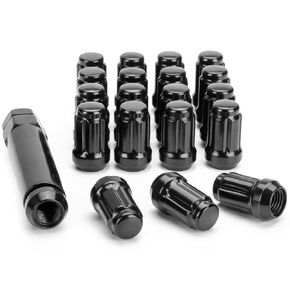 1/2-20 Lug Nuts,20PCS 1/2 20 Lug Nuts Black 6 Spine 1.38" Tall Cone Bulge Seat Aftermarket Locking Wheel Lug Nut for Dodge Ford Jeep Cherokee Commander Comanche Liberty TJ XJ ZJ CJ5 Fit Tuner Rims