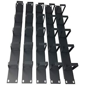 (5 Pack) 1U 5 D-Ring Cable Manager - 19 Inch Horizontal Rack Mount Metal Server Rack Wire Management