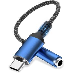 USB Type C to 3.5mm Headphone Jack Adapter for iPhone 15 Pro Max/Pro/Plus, iPad Headphone Adapter USB C to Aux Audio Dongle Cable Cord for Samsung Galaxy, Pixel - Blue