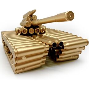 Pretties Bullet Shell Casing Shaped Army Tank Metal Sculpture, Military Gift for Men, Home Decor Collectible Vehicles, Artwork Model for Home, Office, Room Desktop Decorations