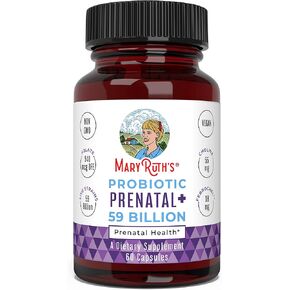 MaryRuth's Prenatal Vitamins and Probiotics | 59 Billion CFU | Vitamin D3 | B12 | Iron | Folate | Selenium | Choline | Vegan | Non-GMO | Capsule | 60 Count