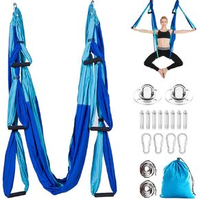 Aerial Yoga Swing Set Trapeze Yoga Hammock Kit Ultra Strong Antigravity Yoga Flying Sling Inversion Swing Tools with Extension Straps and Elastic Band for Air Yoga Inversion Fitness