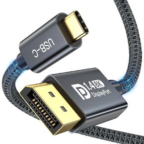 ULT-WIIQ USB C to Displayport 1.4 Cable Support 8K@60Hz, 4K@144Hz, 2K@240Hz, G-SYNC, VRR, HDR, 32.4Gbps Type C to DP Cord Compatible Thunderbolt 4/3 & USB4 for iPhone 15, iPad, MacBook Pro 3.3FT