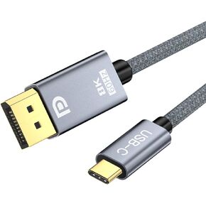 USB C to DisplayPort 1.4 Cable 8K@60Hz 6FT Thunderbolt 4/3 to DisplayPort 4K@144Hz 120hz/2K@240Hz 32.4Gbps 8K Type C to DP Cord for MacBook Pro, MacBook Air/iPad Pro 2020, XPS