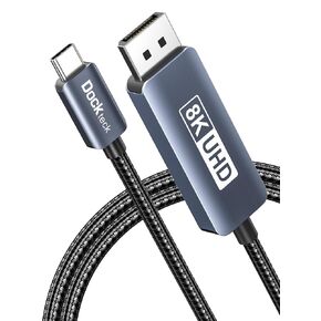 dockteck USB C to DisplayPort Cable 6Ft/2M, 8K Type C to DP 1.4 Cable, Thunderbolt 3 to Displayport Cord 32.4Gbps UHD 8K@30Hz/4K@144Hz/2K@240Hz, Support HBR3 HDR for MacBook Pro/Air, iPad, Galaxy
