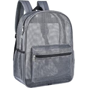 Mesh Backpack lightweight See Through College Student Backpack for Commuting Swimming Travel Beach Outdoor Sports (Grey-L) in Kuwait
