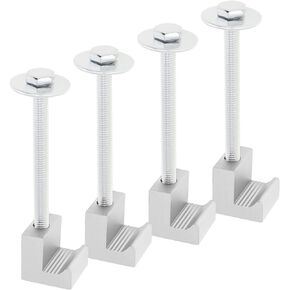 Truck Tool Box Mounting Kit, 4pcs Aluminum Pickup Truck Bed Tie Downs Aluminum J Hooks No Drilling, Black