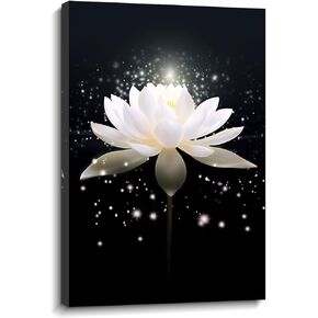 LYUNSHUO Zen Canvas Prints Wall Art Lotus Blossom Pictures Shiner Floral Spirtual Meditation Artwork for Yoga Room Living Room Office Home Framed(Zen-1,12.00"x18.00")