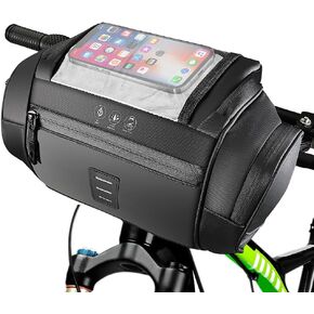 WOTOW Bike Front Handlebar Bag - Large Reflective Bicycle Handlebar Basket Bags Waterproof Storage Pannier for Bike Touchable Transparent Phone Holder Pouch for Men Women Road MTB Outdoor Cycling 3.5L