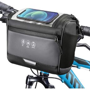 WOTOW Bike Front Handlebar Bag - Large Reflective Bicycle Handlebar Basket Bags Waterproof Storage Pannier for Bike Touchable Transparent Phone Holder Pouch for Men Women Road MTB Outdoor Cycling 3.5L