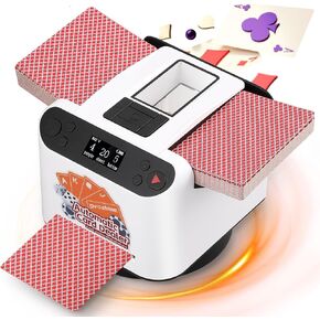 2 in 1 Card Dealer and Shuffler, Automatic Card Dealing and Shuffling Machine, 360°Rotation Dealing for 2-8 Players Casino Playing Card Dealer for Blackjack Poker Texas Hold'em