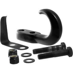 CURT 22411 Bolt-On Black Steel Tow Hook with Spring Clip, 10,000 lbs Capacity