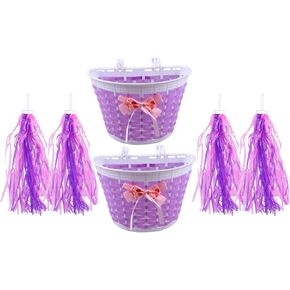 BESPORTBLE 6pcs Kids Bike Basket Bicycle Tassel Ribbon Bike Streamers Handlebar Basket Girls Bike Handlebar Accessories for Kids Children