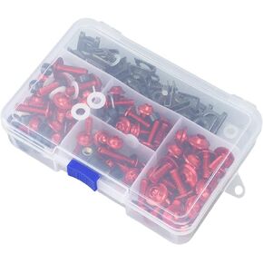 177PCS Motorcycle Fairing Kit Aluminum Motorcycle Windscreen Screws M5 M6 Motorcycle Windscreen Screws Replacement For SUZUKI GSXR600 GSXR750 (Red)
