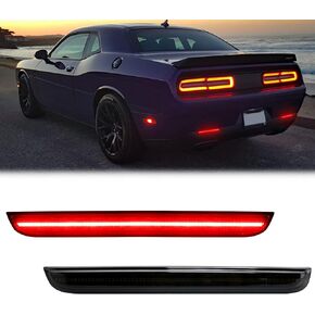 R&F Auto LED Rear Bumper Reflector Lights Compatible with Challenger 2015-2022 Rear Bumper Reflector Brake Lamp Red Lens, LED Reflector Light Kit Powered by 80-SMD LED Chips