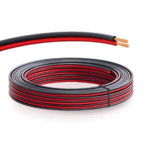 شرائط LED الكهربائية هوكوب 10 AWG 2 موصل سلك متوازي 20 قدم كابل أحمر أسود، سلك تمديد سلك مرن 12 فولت/24 فولت 40 أمبير لإضاءة شريط المصباح، الجهد المنخفض (حزمة واحدة)