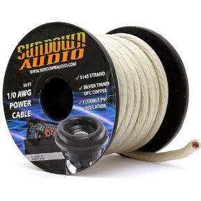 SA-1/0-OFC Silver - Sundown Audio 50 Feet Power Cable Copper Wire (Spool)