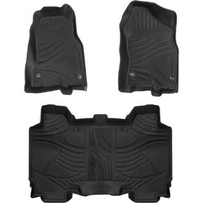 Floor Mats Compatible for 2019-2023 Dodge Ram 1500 Crew Cab New Body Black Deep Dish All-Weather Mats Heavy-Duty Waterproof Floor Liner for Cars - 3 Piece
