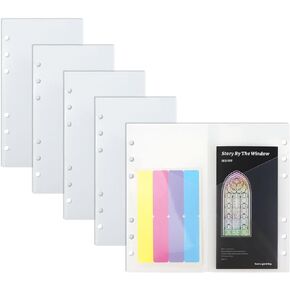 5pcs Pink A6 Binder Cash Envelopes, A6 Insert with 2 Pockets for Budgeting Money,Binder Pockets Index Envelopes for 6 Ring Budgeting Binder Inserts Supplies Accessories (Pink-1 Set)