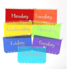 NEWEST 12 Pieces A6 Binder Pockets, 6 Holes 12 Month Printed Budget Binder Cash Envelopes with Metal Zipper, Clear PVC A6 Binder Inserts Pouches for A6 6-Ring Money Stuffing Saving Challenge Binder