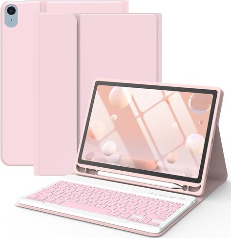حافظة لوحة مفاتيح لجهاز iPad Air الجيل الخامس - حافظة لوحة مفاتيح بلوتوث قابلة للفصل مع حامل قلم رصاص - غطاء حامل قابل للطي لجهاز iPad Air 5 10.9 بوصة 2022/iPad Air 4 Gen 2020، iPad Pro 11 1st Gen 2018 in Saudi Arabia