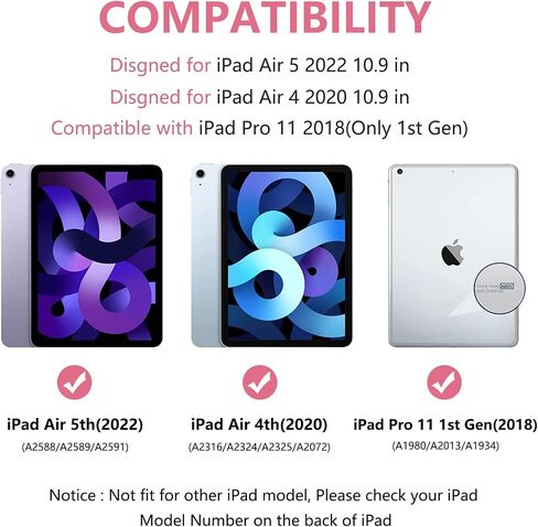 حافظة لوحة مفاتيح لجهاز iPad Air الجيل الخامس - حافظة لوحة مفاتيح بلوتوث قابلة للفصل مع حامل قلم رصاص - غطاء حامل قابل للطي لجهاز iPad Air 5 10.9 بوصة 2022/iPad Air 4 Gen 2020، iPad Pro 11 1st Gen 2018 in Saudi Arabia