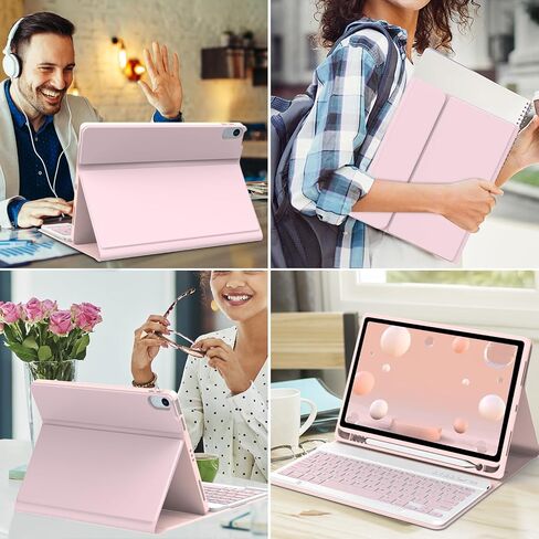 حافظة لوحة مفاتيح لجهاز iPad Air الجيل الخامس - حافظة لوحة مفاتيح بلوتوث قابلة للفصل مع حامل قلم رصاص - غطاء حامل قابل للطي لجهاز iPad Air 5 10.9 بوصة 2022/iPad Air 4 Gen 2020، iPad Pro 11 1st Gen 2018 in Saudi Arabia
