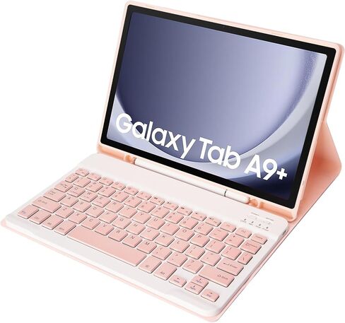 حافظة لوحة مفاتيح نحيفة بألوان الحلوى متوافقة مع هاتف Samsung Galaxy Tab A9 Plus مقاس 11 بوصة موديل 2023 (SM-X210/X216/X218) مع حامل قلم S، وغطاء حامل متعدد الزوايا ولوحة مفاتيح لاسلكية قابلة للفصل (أزرق فاتح) in Saudi Arabia