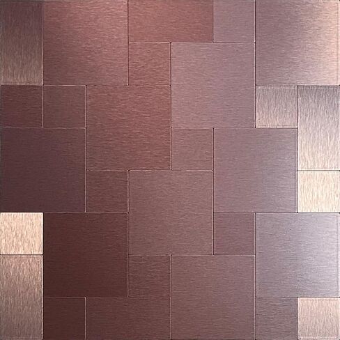 XUANINY 8 Sheets Peel and Stick Backsplash Tiles for Kitchen, Metal Sticker for Bathroom,Camper, Fireplace (11.81"x11.81"Per Sheet, Bronze Brushed) in Saudi Arabia