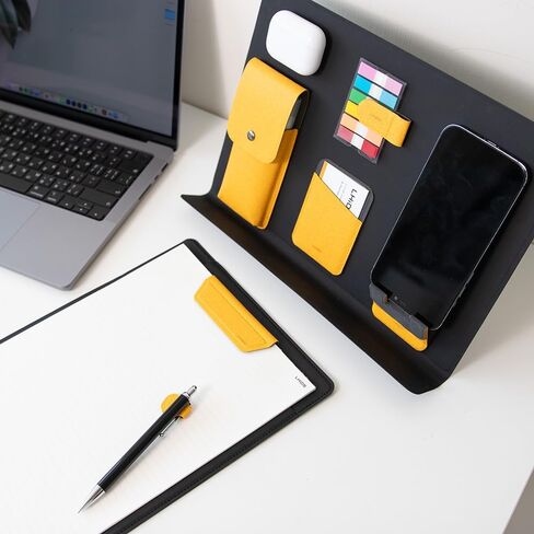 LHiDS Creative A4 Folio 2.0 مع حامل، استئناف محفظة الأعمال، حافظة 3 في 1 مع ملحقات مغناطيسية، تعمل كغطاء للكمبيوتر المحمول، حافظة، لوحة تنظيم سطح المكتب للمنزل والمكتب، (أصفر) in Kuwait