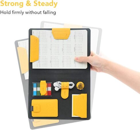 LHiDS Creative A4 Folio 2.0 مع حامل، استئناف محفظة الأعمال، حافظة 3 في 1 مع ملحقات مغناطيسية، تعمل كغطاء للكمبيوتر المحمول، حافظة، لوحة تنظيم سطح المكتب للمنزل والمكتب، (أصفر) in Kuwait