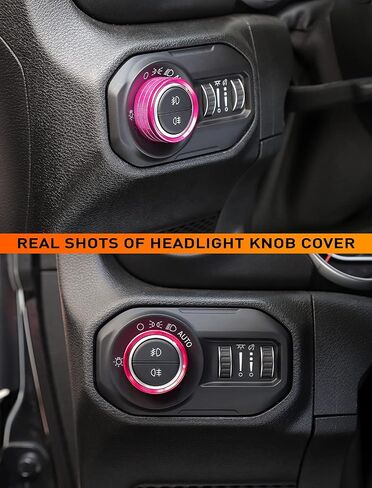 Savadicar HVAC Climate Control Panel Knob Trim Kit & Light Control Switch Cover, Air Conditioner Knob Aluminum Alloy Ring for 2018-2023 Jeep Wrangler JL JLU & Gladiator JT, Interior Accessories, Pink in Saudi Arabia