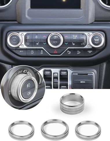 Savadicar HVAC Climate Control Panel Knob Trim Kit & Light Control Switch Cover, Air Conditioner Knob Aluminum Alloy Ring for 2018-2023 Jeep Wrangler JL JLU & Gladiator JT, Interior Accessories, Pink in Saudi Arabia