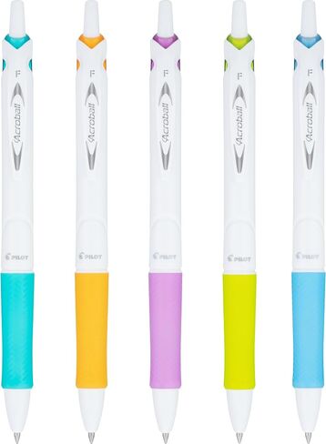 أقلام حبر PILOT Acroball PureWhite المتقدمة القابلة لإعادة الملء والسحب مع لمسات فضية، نقطة دقيقة، حبر أسود، 14 عبوة (14694) in Kuwait