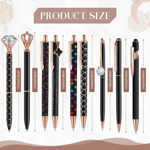 9 Pcs Ballpoint Pens Set Metal Crystal Diamond Pen Glitter Pen for Journaling Black Ink Pretty Cute Pens Fancy Pens Gifts for Women Girls Christmas Birthday School Office Desk(Purple) in Saudi Arabia