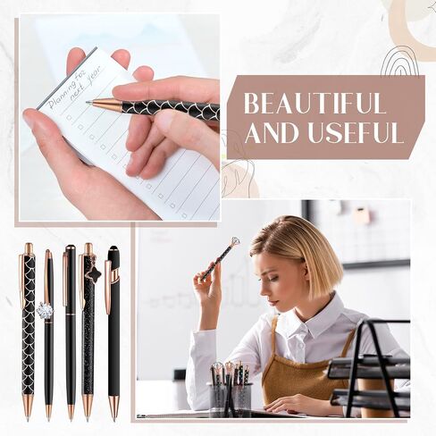 9 Pcs Ballpoint Pens Set Metal Crystal Diamond Pen Glitter Pen for Journaling Black Ink Pretty Cute Pens Fancy Pens Gifts for Women Girls Christmas Birthday School Office Desk(Purple) in Saudi Arabia