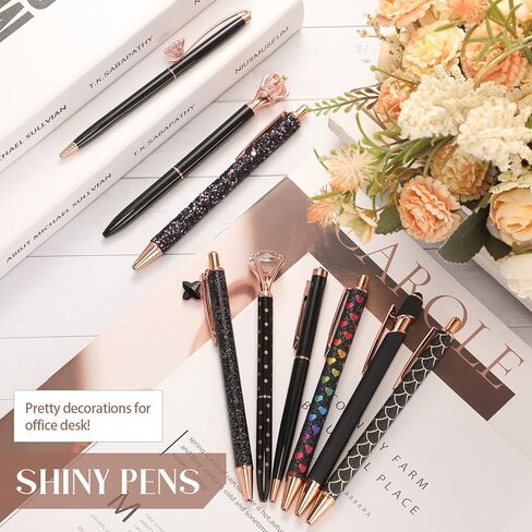 9 Pcs Ballpoint Pens Set Metal Crystal Diamond Pen Glitter Pen for Journaling Black Ink Pretty Cute Pens Fancy Pens Gifts for Women Girls Christmas Birthday School Office Desk(Purple) in Saudi Arabia
