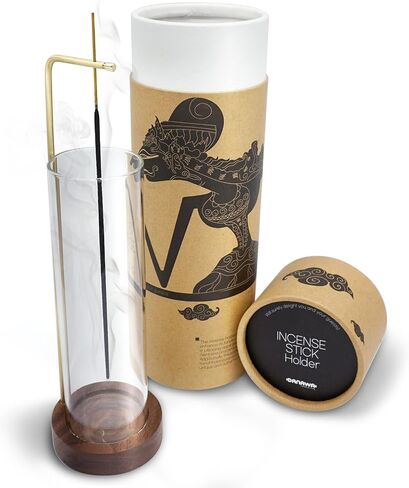 Incense Holder, Incense Holder for Sticks, Removable Glass Ash Catcher, Mess-Free Incense Burner, Meditation, Yoga, Spa and with Decorating Shelves in Homes and Offices in Kuwait