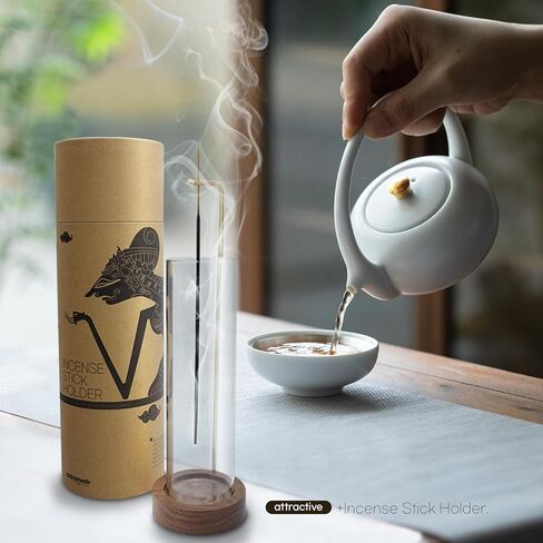 Incense Holder, Incense Holder for Sticks, Removable Glass Ash Catcher, Mess-Free Incense Burner, Meditation, Yoga, Spa and with Decorating Shelves in Homes and Offices in Kuwait