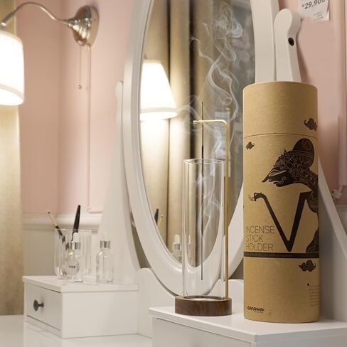 Incense Holder, Incense Holder for Sticks, Removable Glass Ash Catcher, Mess-Free Incense Burner, Meditation, Yoga, Spa and with Decorating Shelves in Homes and Offices in Kuwait