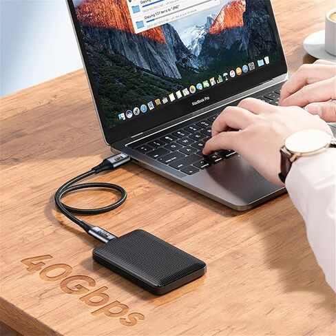 كابل USB4 بسرعة 40 جيجابت في الثانية، شحن سريع 100 وات، متوافق مع Thunderbolt 4 3 وType-c، 8K @60 هرتز، لأجهزة الكمبيوتر المحمول USB C والهواتف الذكية وSSD الخارجي وeGPU ومحطة الإرساء، 1 قدم (عبوتان) in Kuwait