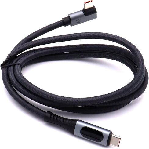 كابل MOTONG 240 وات USB 4 مع شاشة LED، 40 جيجابت في الثانية 8K@60 هرتز PD USB من النوع C إلى USB C ذكر إلى ذكر مع سلك كابل 90 درجة لمحور لوحة الكمبيوتر المحمول من النوع C in Kuwait