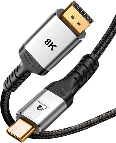 كابل BOAACOUSTIC 8K USB C إلى DisplayPort 1.4 بطول 4.9 قدم، يدعم 8K 60 هرتز / 4K 144 هرتز (USB-C إلى DisplayPort، كابل USB C إلى DP) - Thunderbolt 4 /USB4 /Thunderbolt 3 متوافق مع MacBook Pro، XPS in Kuwait