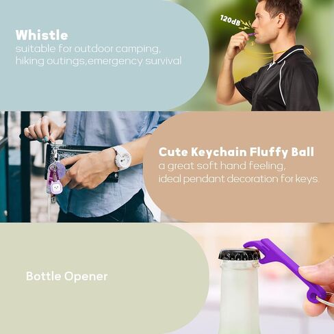 مجموعة سلسلة مفاتيح للفتيات مع منبه شخصي، ملحقات سلسلة مفاتيح Funseeya مع صفارة إنذار صوتية شخصية، بوم بوم لطيف، مشبك وحلقة قفل وصفارة in Kuwait