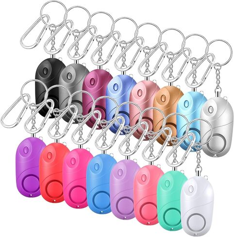 Maxdot 16 قطعة إنذار شخصي آمن للصوت 130 ديسيبل لتنبيه السلامة في حالات الطوارئ سلسلة مفاتيح إنذار 90 دقيقة جهاز إنذار مستمر لثقب الأذن مع ضوء LED للنساء للدفاع عن النفس والأطفال المسنين هدية عيد الفصح in Kuwait