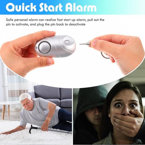 Maxdot 16 قطعة إنذار شخصي آمن للصوت 130 ديسيبل لتنبيه السلامة في حالات الطوارئ سلسلة مفاتيح إنذار 90 دقيقة جهاز إنذار مستمر لثقب الأذن مع ضوء LED للنساء للدفاع عن النفس والأطفال المسنين هدية عيد الفصح in Kuwait