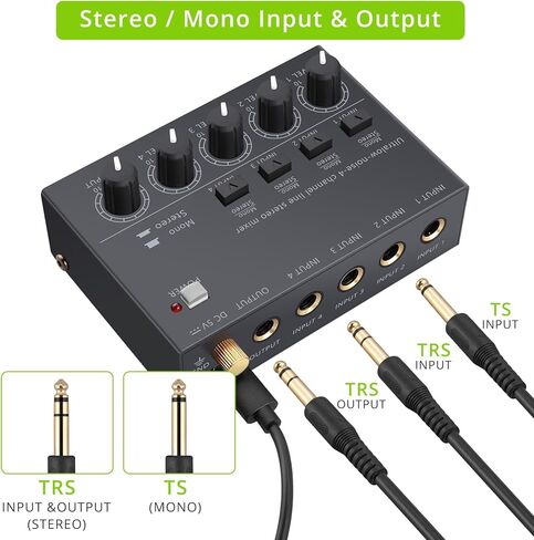 جهاز مزج الصوت LiNKFOR ذو 4 قنوات، جهاز مزج الصوت الاستريو ذو 4 قنوات صغير الحجم للغاية للنوادي الصغيرة أو الحانات والميكروفونات والقيثارات والباس ولوحات المفاتيح وخلاط المسرح in Kuwait